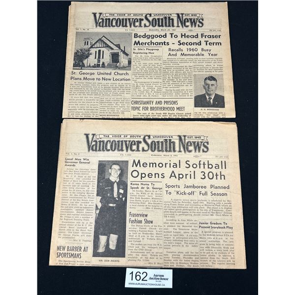 2 x 1961 Vancouver South Newspapers In Great Condition