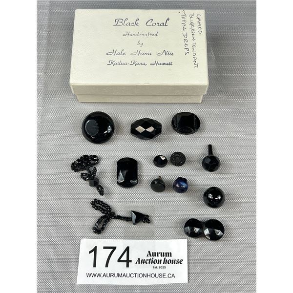 A Group of Victorian Black Glasss Buttons Beads Etc