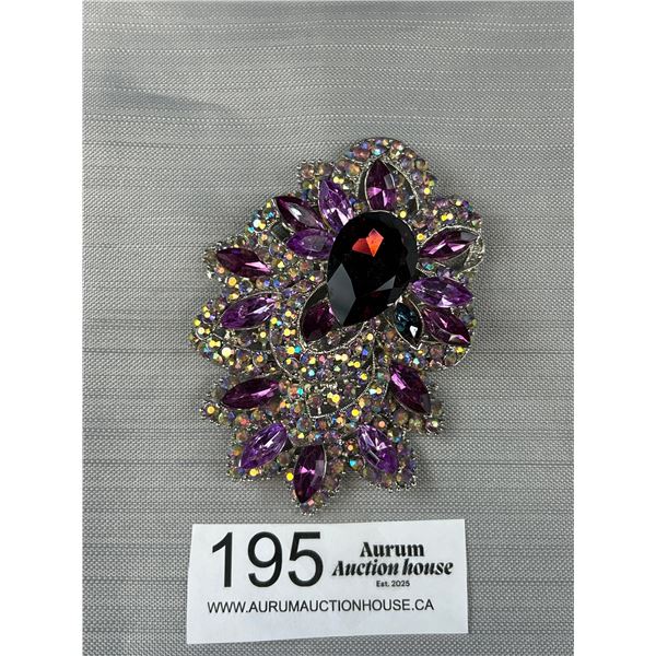 Massive Vintage Purple Rhinestone Broocoh