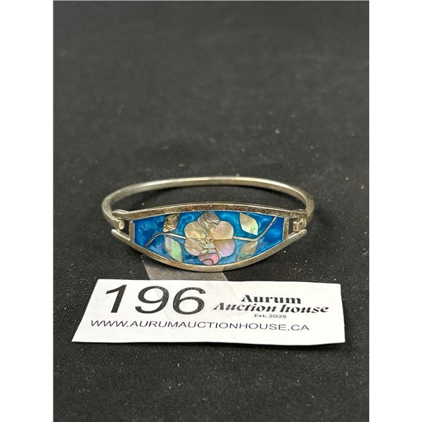 Vintage Silver Mexico Turqouise Inlay Cuff