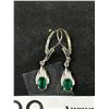 Image 2 : Antique Emerald Silver Earrings Art Deco