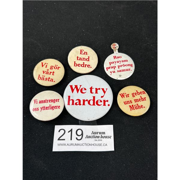 6 Vintage 1960s Avis Rent A Car Badges (Mostly European)