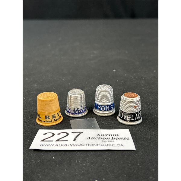 4 Vintage Advertising Sewing Thimbles
