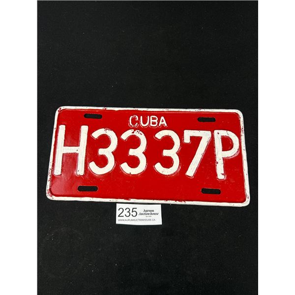 Vintage Cuba License Plate
