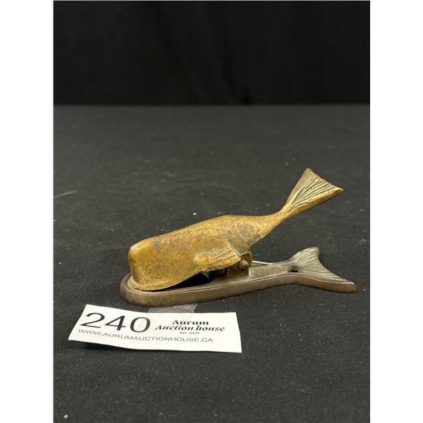 Vintage Brass Sperm Whale Paper Clamp