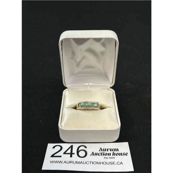 Beautiful Size 7 Sterling Silver w/ Gold Plate Emerald Ring