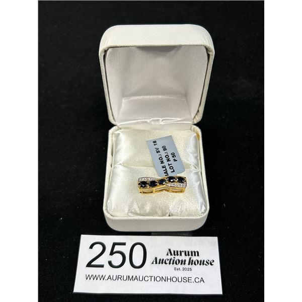 $100 Gold Plated Silver Blue Saoogure White Topaz (0.9ct) Pendant