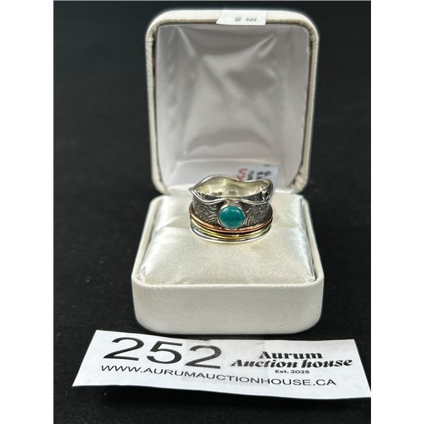$200 2 Toned Silver Turqouise (0.7ct) Ring