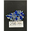 Image 1 : Large Blue Aurora Borealis Rhinestone Brooch