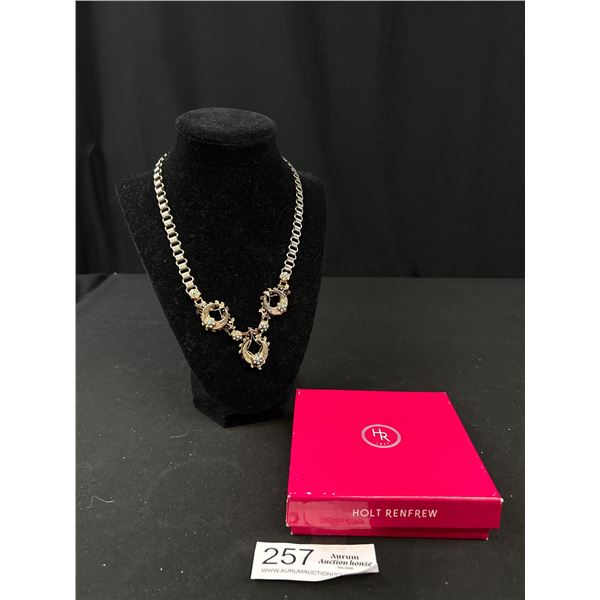 Gorgeous C.1940s Victorian Revival Bookchain Necklace, The Crescent Moon Shaped Center Pieces Are Se