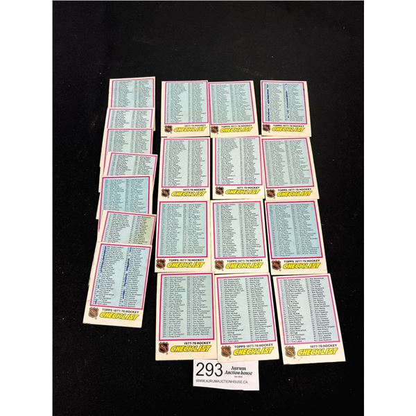 Lot of 19   1977-78 Checklist Trading Cards
