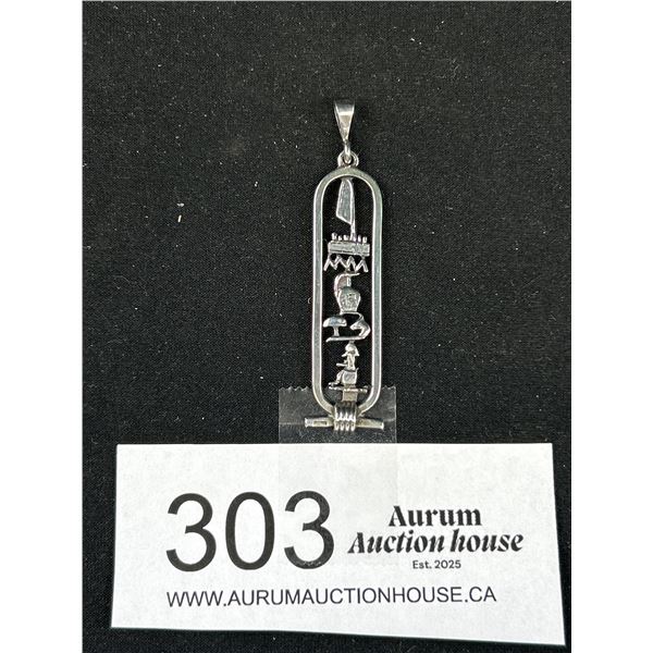 925 Sterling Silver Egyptian Cartouche Pendant Hallmarked