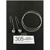 Image 1 : 3 Sterling Silver Bangles + One Pair of Sterling Silver Earrings