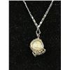 Image 3 : White Gold Chain w/ Genuine Pearl Pendant Necklace Marked 18K G.P.