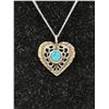 Image 2 : 925 Sterling Silver w/ Australian Black Opal Stone Heart Pendant Necklace Marked Israel 925 4L