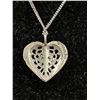 Image 3 : 925 Sterling Silver w/ Australian Black Opal Stone Heart Pendant Necklace Marked Israel 925 4L
