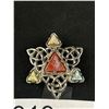 Image 2 : Vintage Silver w/ Genuine Stones Celtic Brooch