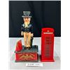 Image 1 : Vintage Uncle Sam Bank and Metal Telephone Booh Bank