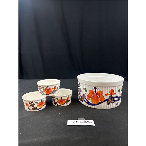 Vintage Royal Worcester 'Grainger Imari' Souffle Dish and Ramekins