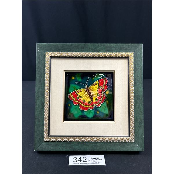 Pretty Hand Painted Butterfly Framed Tile
