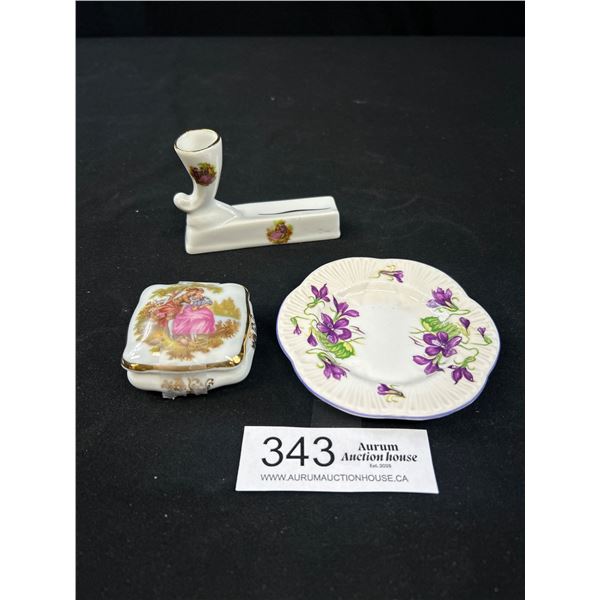 Vintage Miniature Shelley Plate and Limoges France Porcelain
