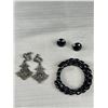 Image 8 : Vintage Handcrafted Wood Box w/Costume Jewelry (Includes Black Glass Bead Snake Bracelet