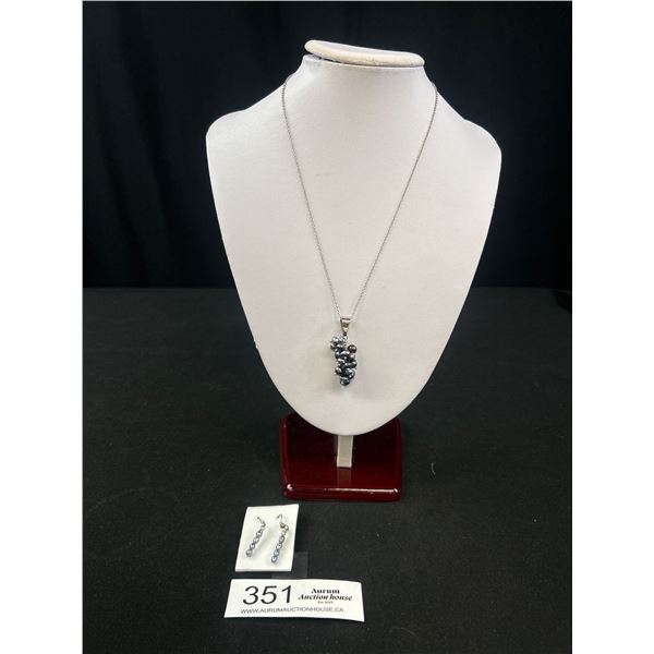 Pretty Peacock Freshwater Pearls Necklace and Earrings