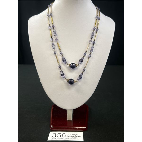 Vintage Double Strand Genuine Amethyst Beads Necklace