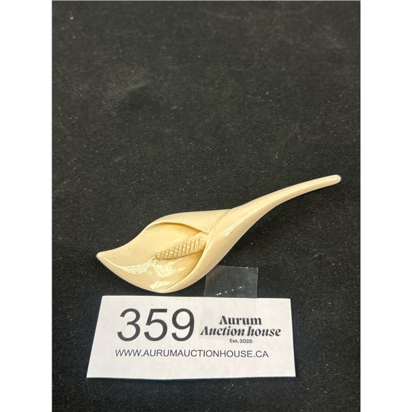 Beautiful Large Carved Bone or Ivory Brooch 4" in Length