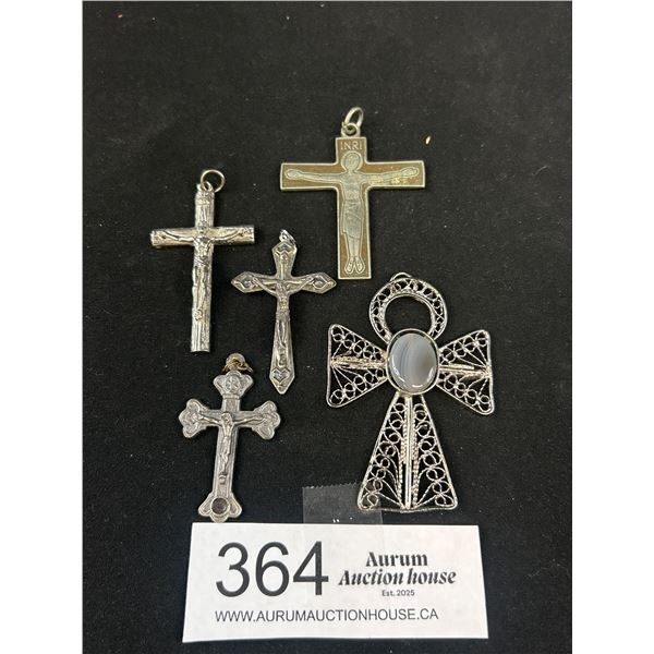 5 Vintage Cross Pendants