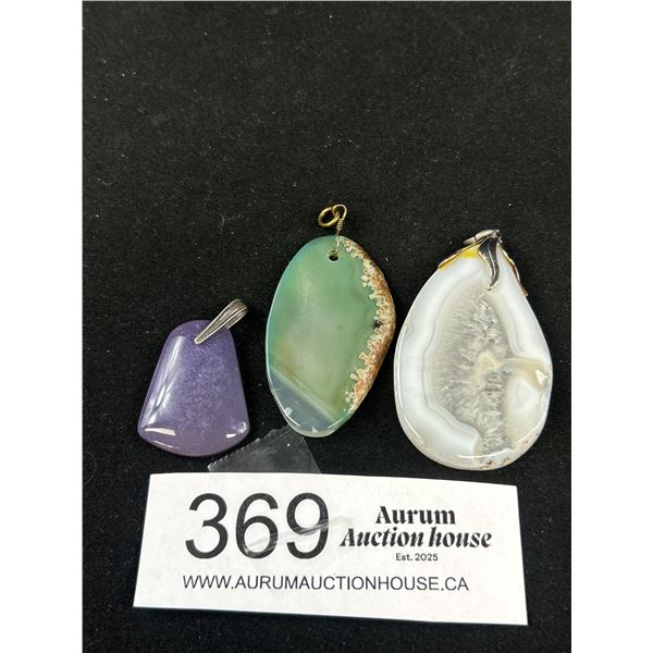 3 Semi Precious Stones Pendants