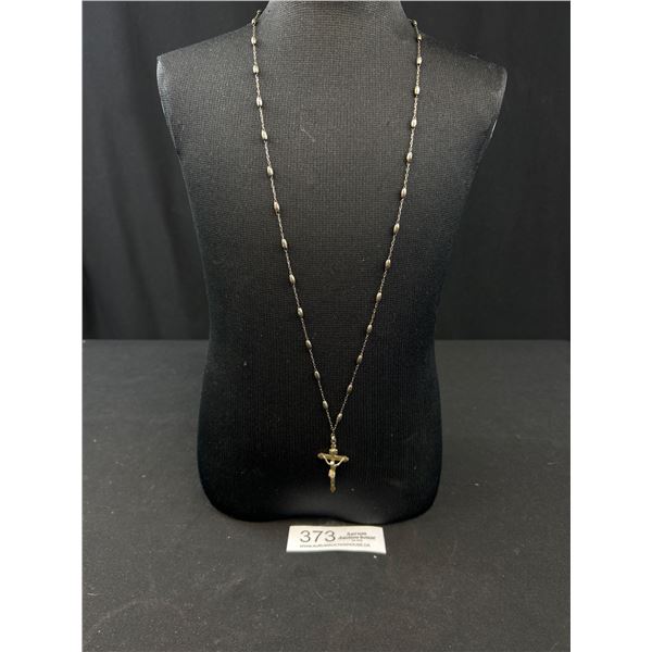 Vintage Silver Necklace w/ Crucifix Cross Pendant