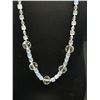 Image 2 : Antique Ice Blue Frost of Glass + Crystal Necklace