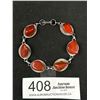 Image 1 : Vintage Genuine Red Agate Silver Bracelet