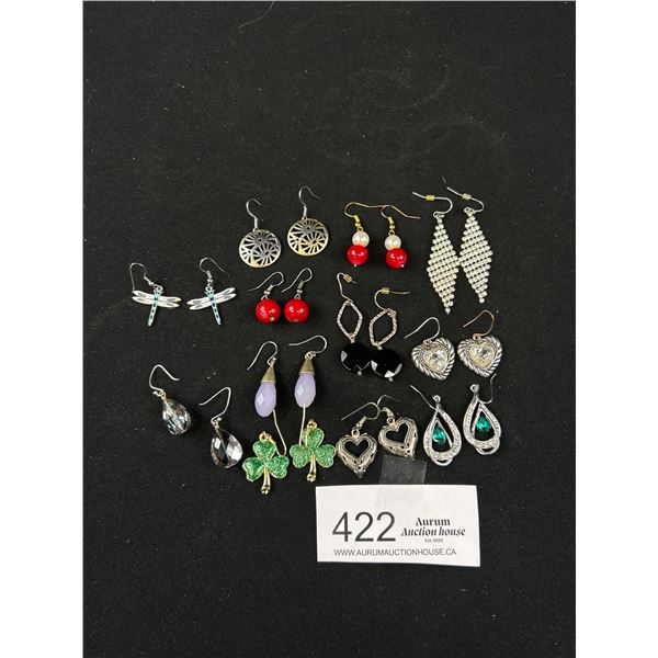 12 Variety Vintage Pairs of Earrings, One Marked Aeverson Canada