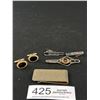 Image 2 : 9 Vintage Tie Bars, Pair of Gold Kregmenz Cufflinks + Money Clip
