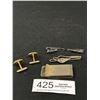 Image 3 : 9 Vintage Tie Bars, Pair of Gold Kregmenz Cufflinks + Money Clip
