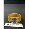Image 1 : Gorg3ous Vintage Hinged Bangle Engraved Design Blue Rhinestones