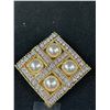 Image 4 : Lovely Gold Tone w/ Pearls + Rhinestones Brooch Marked Butler