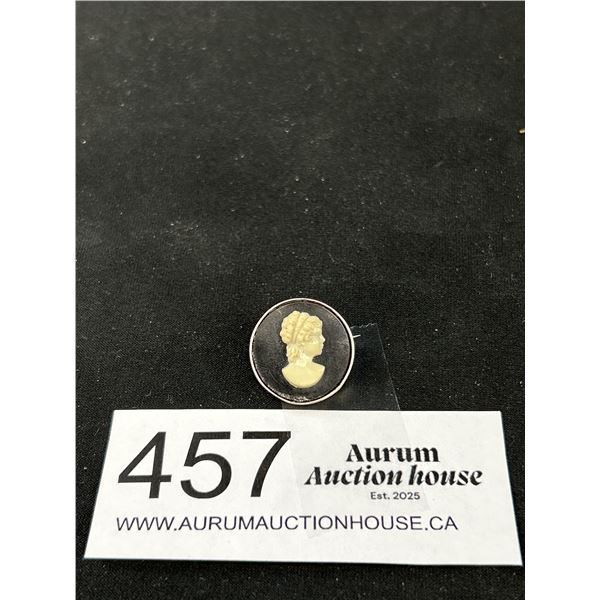 Vintage Sterling Silver (Tested) Cameo Brooch, Size Like a Dime