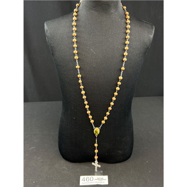 Antique Christian Wood Beads Rosary w/ Crucifix Cross