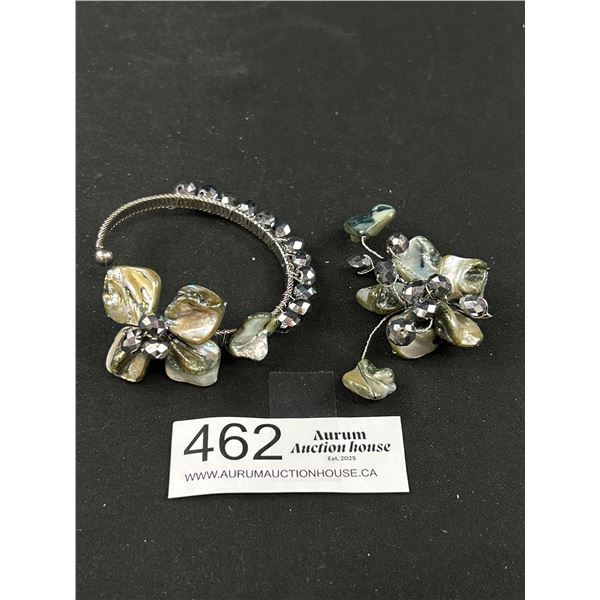 Vintage Open Cuff Bangle w/ Matching Brooch