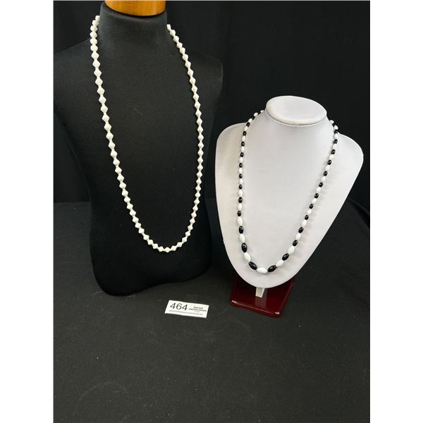 2 Viintage Milk Glass Beads Necklaces