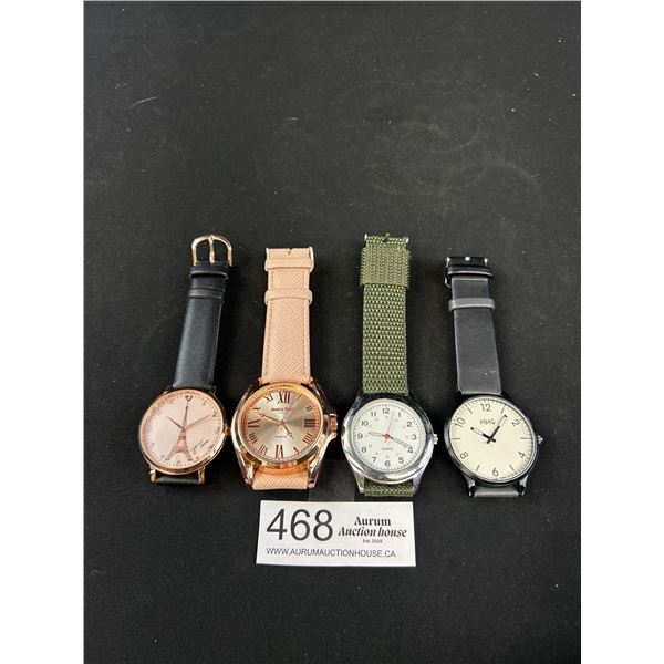 4 Unisex Quarts Watches W/Leather Bands Jessica Heart New York' Eiffeltower and Mimmiquo