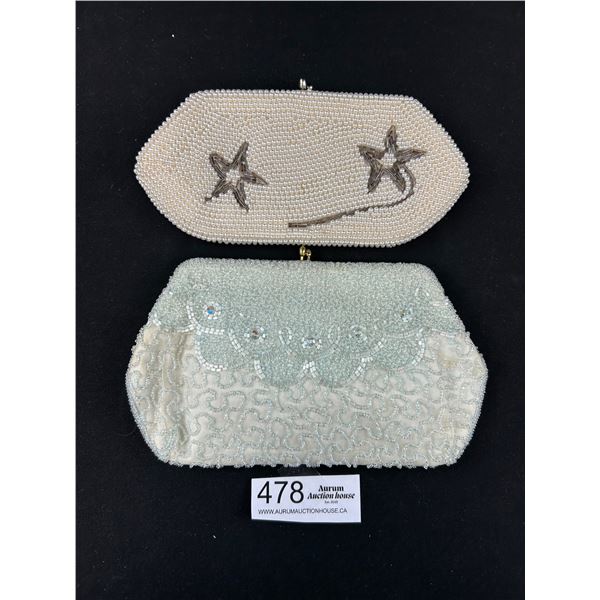 2 Small Beaded Clutch Purses. Baby Blue One Made In Belgium Express