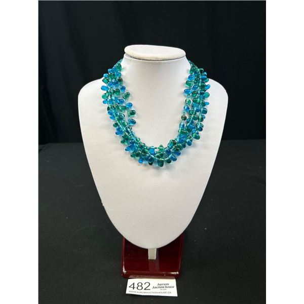 Vintage 5 Strand Glass Beads Necklace w/ Adjustable Length