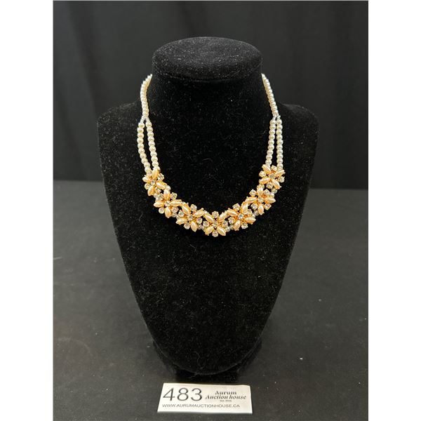 Vintage Pearls + Rhinestones Necklace
