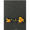 Image 4 : 2 Vintage Gold w/ Black Enamel + Stones Key Brooch + Glass Beads Wired Brooch