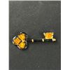 Image 5 : 2 Vintage Gold w/ Black Enamel + Stones Key Brooch + Glass Beads Wired Brooch