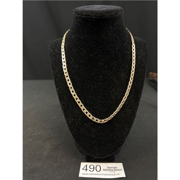 Beautiful Gold Tone Link Chain Necklace 18" Length Marked SW+S